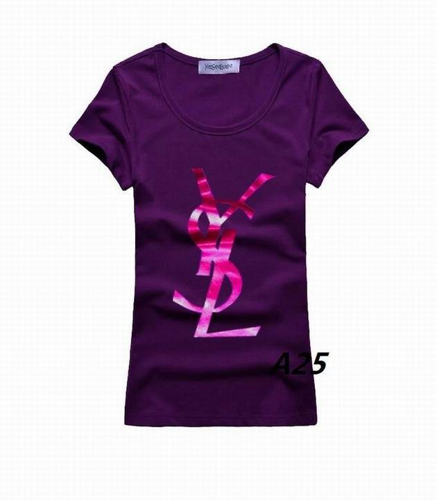 YSL short round collar T woman S-XL-096